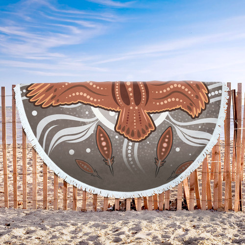 Australia Aboriginal Inspired Beach Blanket - Aboriginal Dot Art Vector Painting With Eagle Beach Blanket Australia Aboriginal Inspired Beach Blanket - Aboriginal Dot Art Vector Painting With Eagle Beach Blanket