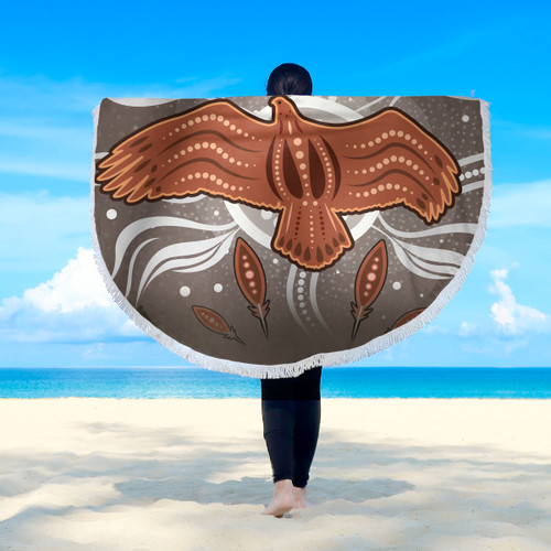 Australia Aboriginal Inspired Beach Blanket - Aboriginal Dot Art Vector Painting With Eagle Beach Blanket Australia Aboriginal Inspired Beach Blanket - Aboriginal Dot Art Vector Painting With Eagle Beach Blanket