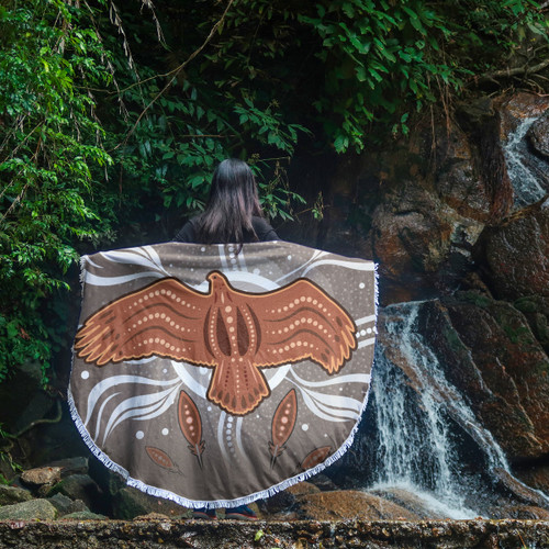 Australia Aboriginal Inspired Beach Blanket - Aboriginal Dot Art Vector Painting With Eagle Beach Blanket Australia Aboriginal Inspired Beach Blanket - Aboriginal Dot Art Vector Painting With Eagle Beach Blanket