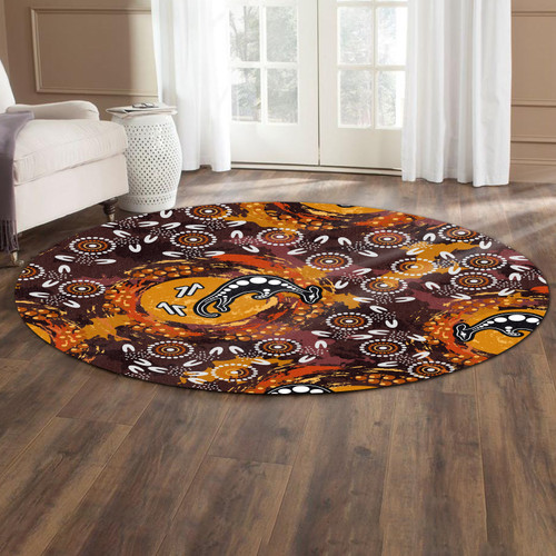 Australia Aboriginal Inspired Round Rug - Kangaroo Aboiginal Inspired Dot Painting Style Round Rug Australia Aboriginal Inspired Round Rug - Kangaroo Aboiginal Inspired Dot Painting Style Round Rug