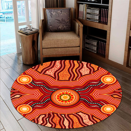 Australia Aboriginal Inspired Round Rug - Indigenous Connection Aboiginal Inspired Dot Painting Style Round Rug Australia Aboriginal Inspired Round Rug - Indigenous Connection Aboiginal Inspired Dot Painting Style Round Rug