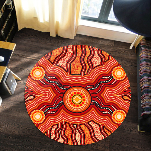 Australia Aboriginal Inspired Round Rug - Indigenous Connection Aboiginal Inspired Dot Painting Style Round Rug Australia Aboriginal Inspired Round Rug - Indigenous Connection Aboiginal Inspired Dot Painting Style Round Rug