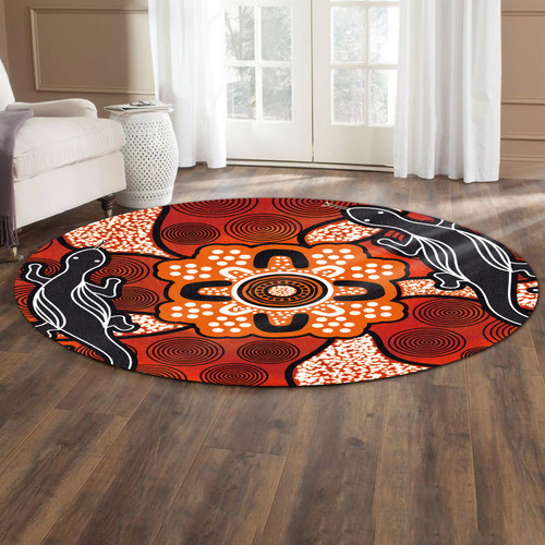 Australia Aboriginal Inspired Round Rug - Lizard Art Aboriginal Inspired Dot Painting Style Round Rug Australia Aboriginal Inspired Round Rug - Lizard Art Aboriginal Inspired Dot Painting Style Round Rug