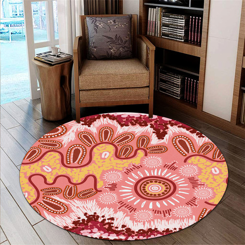 Australia Aboriginal Inspired Round Rug - Aboriginal Inspired Pattern Dot Painting Style Round Rug