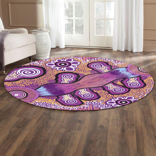 Australia Aboriginal Inspired Round Rug - Indigenous Art Aboriginal Inspired Dot Painting Style Round Rug Australia Aboriginal Inspired Round Rug - Indigenous Art Aboriginal Inspired Dot Painting Style Round Rug