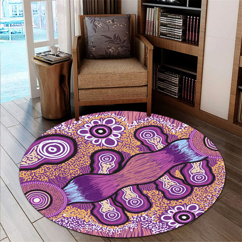 Australia Aboriginal Inspired Round Rug - Indigenous Art Aboriginal Inspired Dot Painting Style Round Rug Australia Aboriginal Inspired Round Rug - Indigenous Art Aboriginal Inspired Dot Painting Style Round Rug
