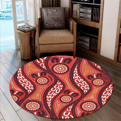 Australia Aboriginal Inspired Round Rug - Indigenous Art Aboriginal Inspired Dot Painting Style Round Rug 4 Australia Aboriginal Inspired Round Rug - Indigenous Art Aboriginal Inspired Dot Painting Style Round Rug 4