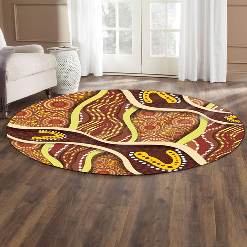 Australia Aboriginal Inspired Round Rug - Indigenous Art Aboriginal Inspired Dot Painting Style Round Rug 5 Australia Aboriginal Inspired Round Rug - Indigenous Art Aboriginal Inspired Dot Painting Style Round Rug 5