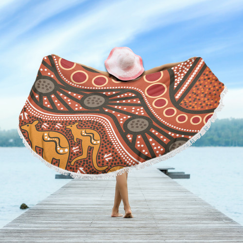Australia Aboriginal Inspired Beach Blanket -  Aboiginal Inspired Dot Painting Style Beach Blanket Australia Aboriginal Inspired Beach Blanket -  Aboiginal Inspired Dot Painting Style Beach Blanket