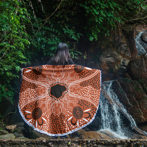 Australia Aboriginal Inspired Beach Blanket - Indigenous Map Aboiginal Inspired Dot Painting Style Beach Blanket Australia Aboriginal Inspired Beach Blanket - Indigenous Map Aboiginal Inspired Dot Painting Style Beach Blanket