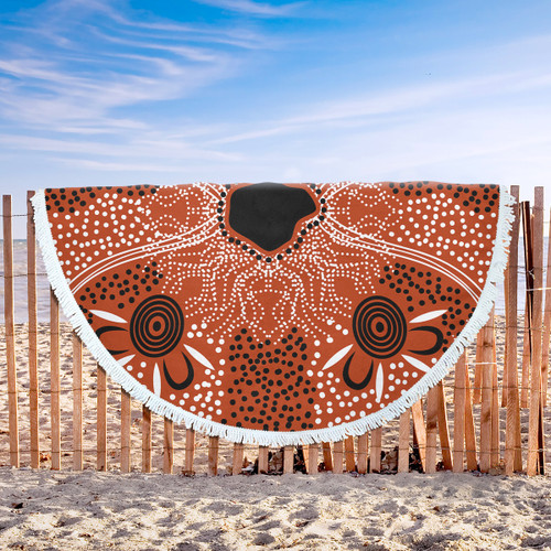 Australia Aboriginal Inspired Beach Blanket - Indigenous Map Aboiginal Inspired Dot Painting Style Beach Blanket Australia Aboriginal Inspired Beach Blanket - Indigenous Map Aboiginal Inspired Dot Painting Style Beach Blanket