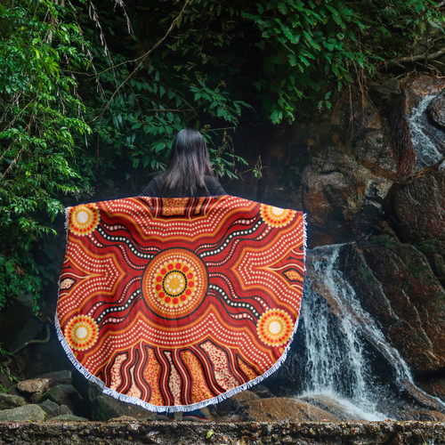 Australia Aboriginal Inspired Beach Blanket - Indigenous Connection Aboiginal Inspired Dot Painting Style Beach Blanket Australia Aboriginal Inspired Beach Blanket - Indigenous Connection Aboiginal Inspired Dot Painting Style Beach Blanket