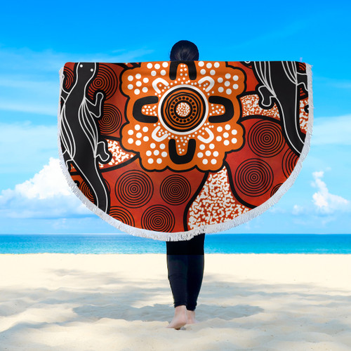 Australia Aboriginal Inspired Beach Blanket - Lizard Art Aboriginal Inspired Dot Painting Style Beach Blanket Australia Aboriginal Inspired Beach Blanket - Lizard Art Aboriginal Inspired Dot Painting Style Beach Blanket