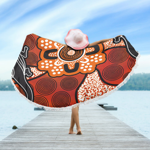Australia Aboriginal Inspired Beach Blanket - Lizard Art Aboriginal Inspired Dot Painting Style Beach Blanket Australia Aboriginal Inspired Beach Blanket - Lizard Art Aboriginal Inspired Dot Painting Style Beach Blanket