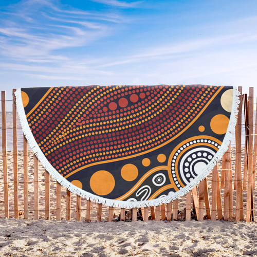 Australia Aboriginal Inspired Beach Blanket - Indigenous Art Aboriginal Inspired Dot Painting Style Beach Blanket 3 Australia Aboriginal Inspired Beach Blanket - Indigenous Art Aboriginal Inspired Dot Painting Style Beach Blanket 3