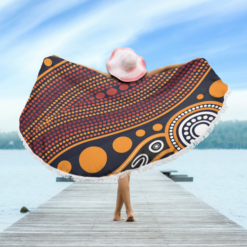 Australia Aboriginal Inspired Beach Blanket - Indigenous Art Aboriginal Inspired Dot Painting Style Beach Blanket 3 Australia Aboriginal Inspired Beach Blanket - Indigenous Art Aboriginal Inspired Dot Painting Style Beach Blanket 3