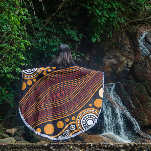 Australia Aboriginal Inspired Beach Blanket - Indigenous Art Aboriginal Inspired Dot Painting Style Beach Blanket 3 Australia Aboriginal Inspired Beach Blanket - Indigenous Art Aboriginal Inspired Dot Painting Style Beach Blanket 3