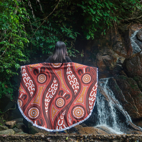 Australia Aboriginal Inspired Beach Blanket - Indigenous Art Aboriginal Inspired Dot Painting Style Beach Blanket 4 Australia Aboriginal Inspired Beach Blanket - Indigenous Art Aboriginal Inspired Dot Painting Style Beach Blanket 4