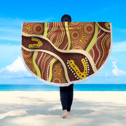 Australia Aboriginal Inspired Beach Blanket - Indigenous Art Aboriginal Inspired Dot Painting Style Beach Blanket 5 Australia Aboriginal Inspired Beach Blanket - Indigenous Art Aboriginal Inspired Dot Painting Style Beach Blanket 5