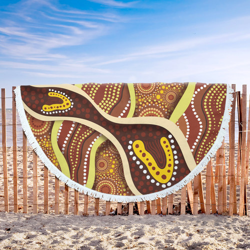 Australia Aboriginal Inspired Beach Blanket - Indigenous Art Aboriginal Inspired Dot Painting Style Beach Blanket 5 Australia Aboriginal Inspired Beach Blanket - Indigenous Art Aboriginal Inspired Dot Painting Style Beach Blanket 5