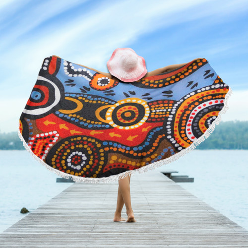 Australia Aboriginal Inspired Beach Blanket - Indigenous Art Aboriginal Inspired Dot Painting Style Beach Blanket 7 Australia Aboriginal Inspired Beach Blanket - Indigenous Art Aboriginal Inspired Dot Painting Style Beach Blanket 7
