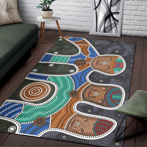 Australia Aboriginal Inspired Area Rug - Friendship Aboriginal Style Australia Aboriginal Inspired Area Rug - Friendship Aboriginal Style