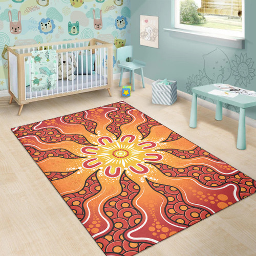 Australia Aboriginal Inspired Area Rug - Yellow Aboriginal Dot Artwork Australia Aboriginal Inspired Area Rug - Yellow Aboriginal Dot Artwork