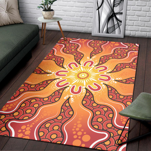 Australia Aboriginal Inspired Area Rug - Yellow Aboriginal Dot Artwork Australia Aboriginal Inspired Area Rug - Yellow Aboriginal Dot Artwork