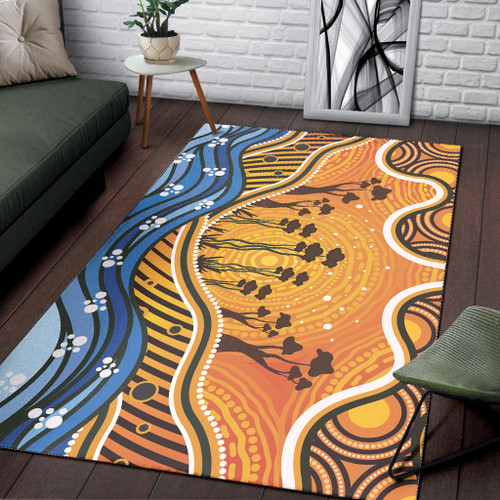 Australia Aboriginal Inspired Area Rug - Aboriginal Dot Art Vector Background Nature Concept Australia Aboriginal Inspired Area Rug - Aboriginal Dot Art Vector Background Nature Concept