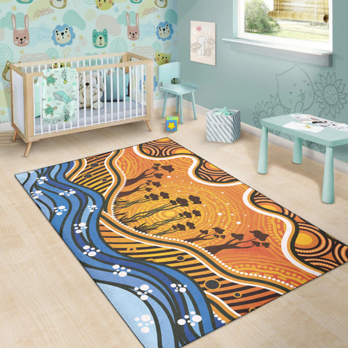 Australia Aboriginal Inspired Area Rug - Aboriginal Dot Art Vector Background Nature Concept Australia Aboriginal Inspired Area Rug - Aboriginal Dot Art Vector Background Nature Concept