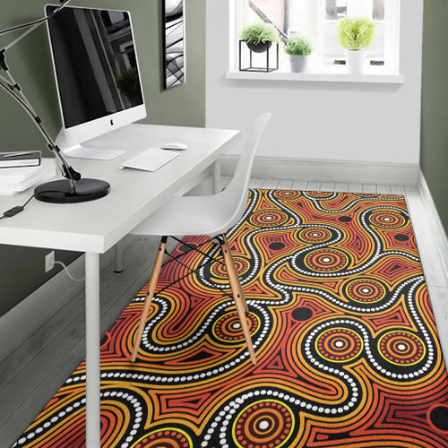 Australia Aboriginal Inspired Area Rug - Orange Color Aboriginal Dot Artwork Australia Aboriginal Inspired Area Rug - Orange Color Aboriginal Dot Artwork