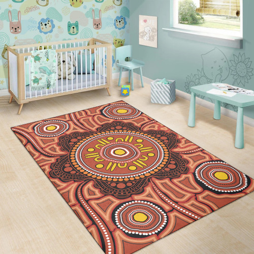 Australia Aboriginal Inspired Area Rug - Aboriginal Circle Pattern Style Australia Aboriginal Inspired Area Rug - Aboriginal Circle Pattern Style