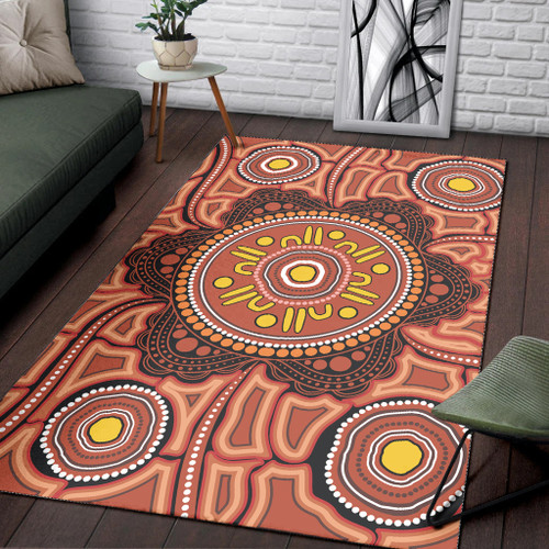 Australia Aboriginal Inspired Area Rug - Aboriginal Circle Pattern Style Australia Aboriginal Inspired Area Rug - Aboriginal Circle Pattern Style