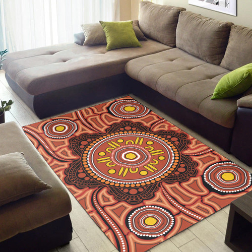 Australia Aboriginal Inspired Area Rug - Aboriginal Circle Pattern Style