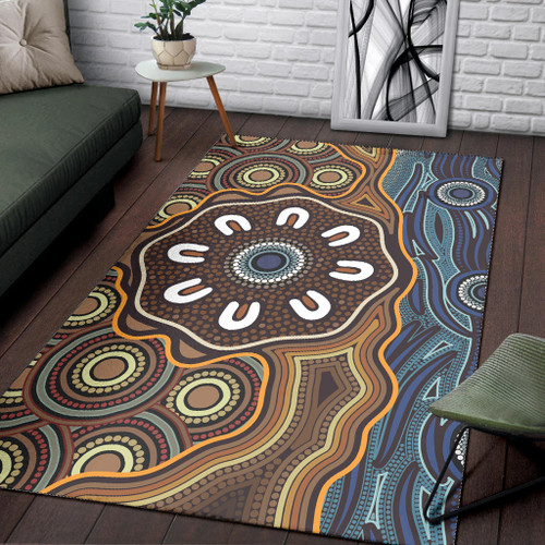Australia Aboriginal Inspired Area Rug - Aboriginal Dot Circle Art