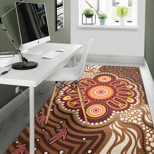 Australia Aboriginal Inspired Area Rug - Brown Boomerang Aboriginal Dot Artwork Australia Aboriginal Inspired Area Rug - Brown Boomerang Aboriginal Dot Artwork