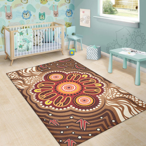 Australia Aboriginal Inspired Area Rug - Brown Boomerang Aboriginal Dot Artwork Australia Aboriginal Inspired Area Rug - Brown Boomerang Aboriginal Dot Artwork