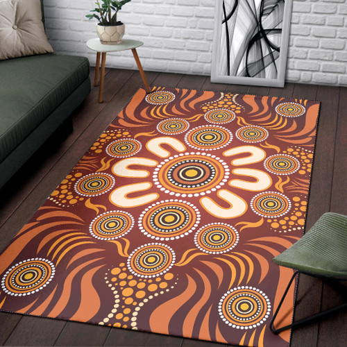 Australia Aboriginal Inspired Area Rug - Aboriginal Art Dot Painting Pattern Australia Aboriginal Inspired Area Rug - Aboriginal Art Dot Painting Pattern