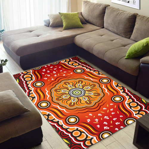Australia Aboriginal Inspired Area Rug - The Sun Indigenous Aboiginal Inspired Dot Painting Style Australia Aboriginal Inspired Area Rug - The Sun Indigenous Aboiginal Inspired Dot Painting Style
