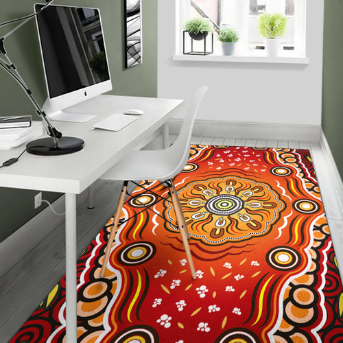 Australia Aboriginal Inspired Area Rug - The Sun Indigenous Aboiginal Inspired Dot Painting Style Australia Aboriginal Inspired Area Rug - The Sun Indigenous Aboiginal Inspired Dot Painting Style