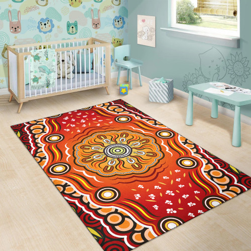 Australia Aboriginal Inspired Area Rug - The Sun Indigenous Aboiginal Inspired Dot Painting Style Australia Aboriginal Inspired Area Rug - The Sun Indigenous Aboiginal Inspired Dot Painting Style