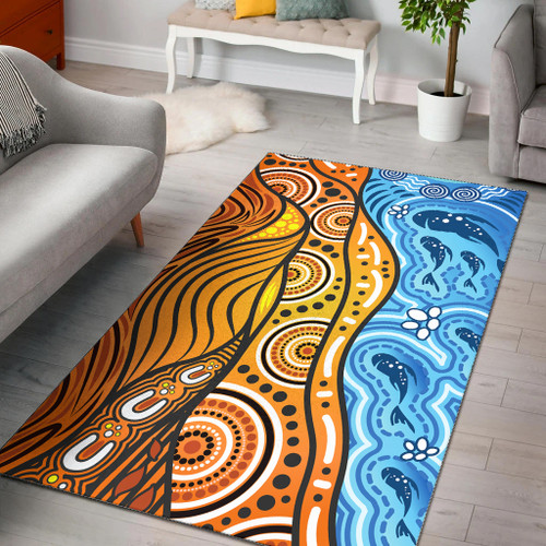 Australia Aboriginal Inspired Area Rug - Nature Aboiginal Inspired Dot Painting Style