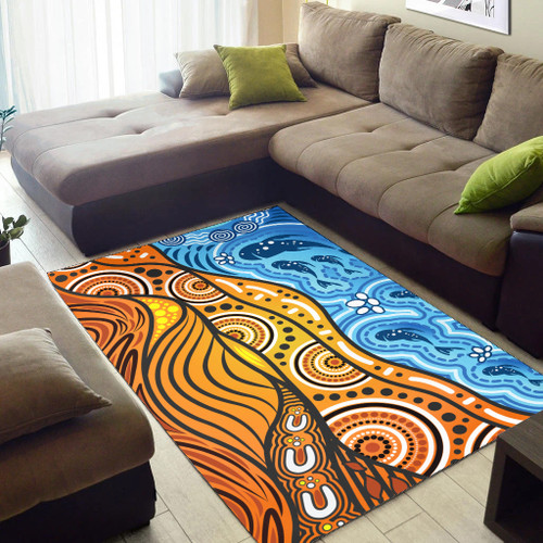 Australia Aboriginal Inspired Area Rug - Nature Aboiginal Inspired Dot Painting Style Australia Aboriginal Inspired Area Rug - Nature Aboiginal Inspired Dot Painting Style