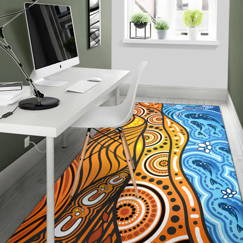 Australia Aboriginal Inspired Area Rug - Nature Aboiginal Inspired Dot Painting Style Australia Aboriginal Inspired Area Rug - Nature Aboiginal Inspired Dot Painting Style