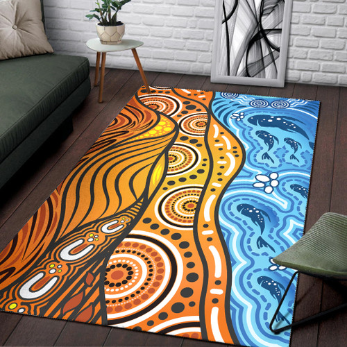 Australia Aboriginal Inspired Area Rug - Nature Aboiginal Inspired Dot Painting Style Australia Aboriginal Inspired Area Rug - Nature Aboiginal Inspired Dot Painting Style