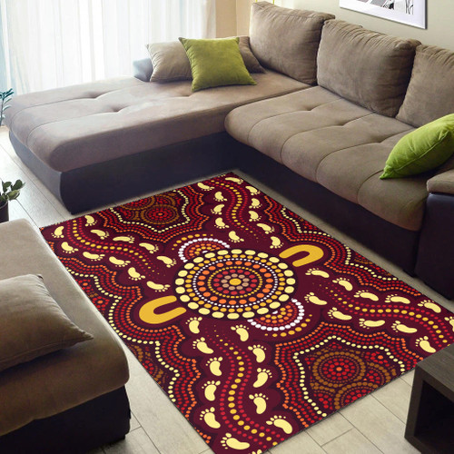 Australia Aboriginal Inspired Area Rug - Foots Print Aboiginal Inspired Dot Painting Style Australia Aboriginal Inspired Area Rug - Foots Print Aboiginal Inspired Dot Painting Style