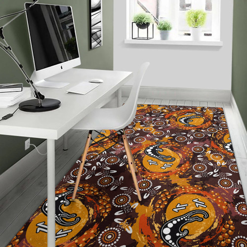 Australia Aboriginal Inspired Area Rug - Kangaroo Aboiginal Inspired Dot Painting Style Australia Aboriginal Inspired Area Rug - Kangaroo Aboiginal Inspired Dot Painting Style