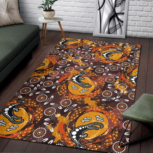 Australia Aboriginal Inspired Area Rug - Kangaroo Aboiginal Inspired Dot Painting Style Australia Aboriginal Inspired Area Rug - Kangaroo Aboiginal Inspired Dot Painting Style