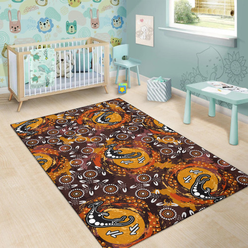 Australia Aboriginal Inspired Area Rug - Kangaroo Aboiginal Inspired Dot Painting Style Australia Aboriginal Inspired Area Rug - Kangaroo Aboiginal Inspired Dot Painting Style