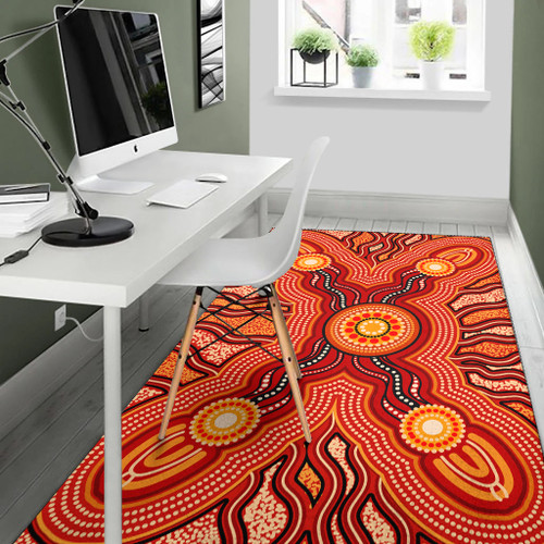 Australia Aboriginal Inspired Area Rug - Indigenous Connection Aboiginal Inspired Dot Painting Style Australia Aboriginal Inspired Area Rug - Indigenous Connection Aboiginal Inspired Dot Painting Style
